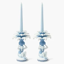 Mrs. Alice Blue Monkey Candle Holders (Pair)< Summer Candleware | Candle Holders