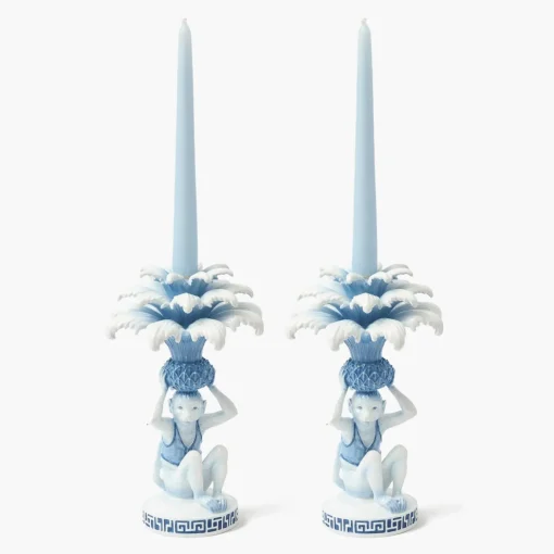 Mrs. Alice Blue Monkey Candle Holders (Pair)< Summer Candleware | Candle Holders