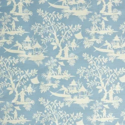 Mrs. Alice Blue Pagoda Garden Fabric< Serena Fresson Fabrics