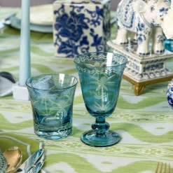 Mrs. Alice Blue Palm Water Glasses (Set of 4)< Summer Glassware | Glasses