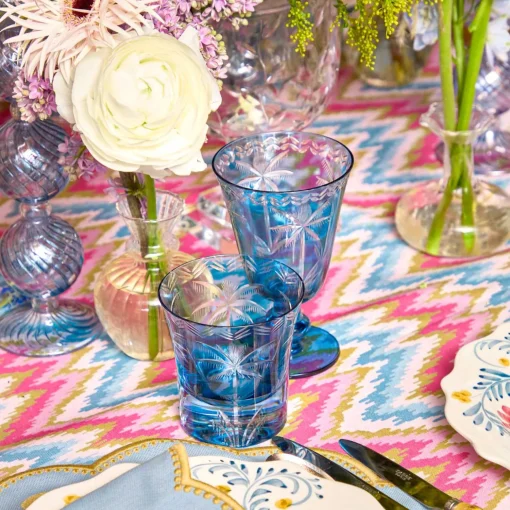 Mrs. Alice Blue Palm Water Glasses (Set of 4)< Summer Glassware | Glasses