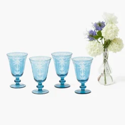 Mrs. Alice Blue Palm Wine Glasses (Set of 4)< Summer Glassware | Glasses
