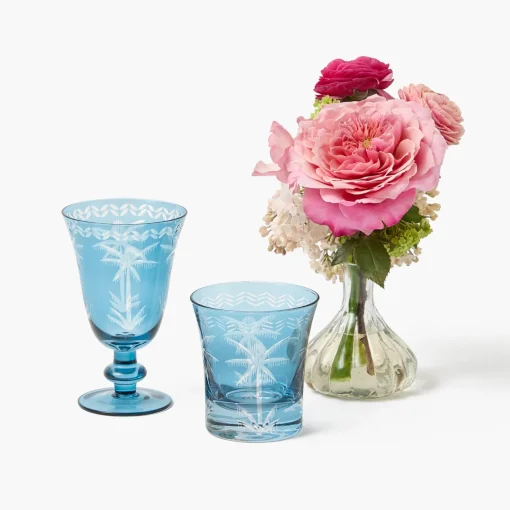 Mrs. Alice Blue Palm Wine Glasses (Set of 4)< Summer Glassware | Glasses