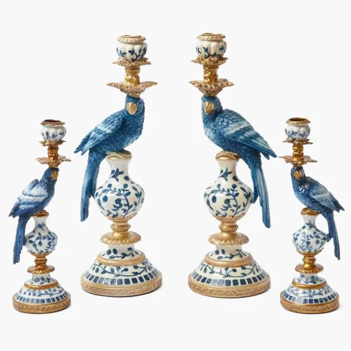 Mrs. Alice Blue Parrot Candle Holder Set< Summer Candleware | Candles