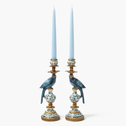 Mrs. Alice Blue Parrot Candle Holder Set< Summer Candleware | Candles