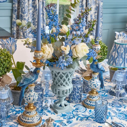 Mrs. Alice Blue Parrot Candle Holder (Pair)< Summer Candleware | Candle Holders
