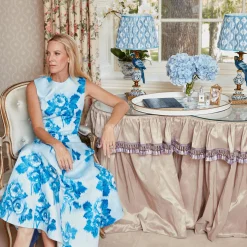 Mrs. Alice Blue Parrot Lamp with Blue Ikat Shade (30cm)< Corded Table Lamps | For Her