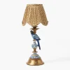 Mrs. Alice Blue Parrot Rechargeable Lamp with Caramel Lotus Deep Scalloped Shade (18cm)< Rechargeable Table Lamps | Summer Lighting