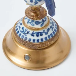 Mrs. Alice Blue Parrot Rechargeable Lamp with Caramel Lotus Deep Scalloped Shade (18cm)< Rechargeable Table Lamps | Summer Lighting