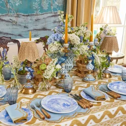 Mrs. Alice Blue Parrot Rechargeable Lamp with Caramel Lotus Deep Scalloped Shade (18cm)< Rechargeable Table Lamps | Summer Lighting