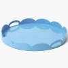 Mrs. Alice Blue Scalloped Lacquer Round Tray< Trays | For Her