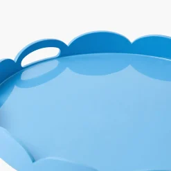 Mrs. Alice Blue Scalloped Lacquer Round Tray< Trays | For Her