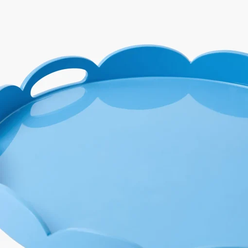 Mrs. Alice Blue Scalloped Lacquer Round Tray< Trays | For Her