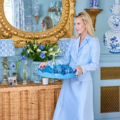 Mrs. Alice Blue Scalloped Lacquer Round Tray< Trays | For Her