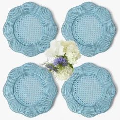 Mrs. Alice Blue Scalloped Rattan Charger Plates (Set of 4)< Summer Table Linen | Placemats