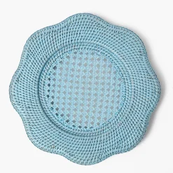 Mrs. Alice Blue Scalloped Rattan Charger Plates (Set of 4)< Summer Table Linen | Placemats