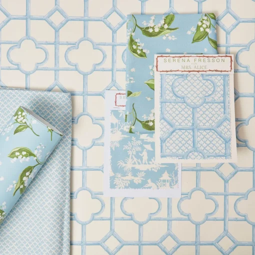 Mrs. Alice Blue Shaded Bamboo Wallpaper< Serena Fresson Wallpapers