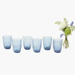 Mrs. Alice Blue Speckle Water Glasses (Set of 6)< Summer Glassware | Glasses