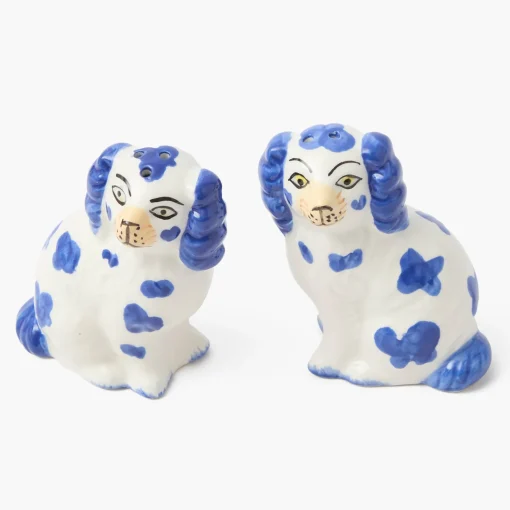 Mrs. Alice Blue Staffordshire Dog Salt & Pepper Shakers< Summer Crockery