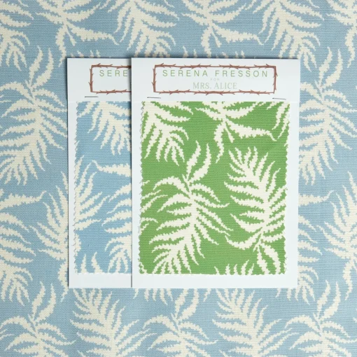 Mrs. Alice Blue Trailing Ferns Fabric< Serena Fresson Fabrics