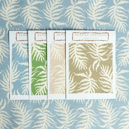 Mrs. Alice Blue Trailing Ferns Fabric< Serena Fresson Fabrics