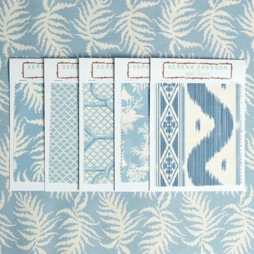 Mrs. Alice Blue Trailing Ferns Fabric< Serena Fresson Fabrics