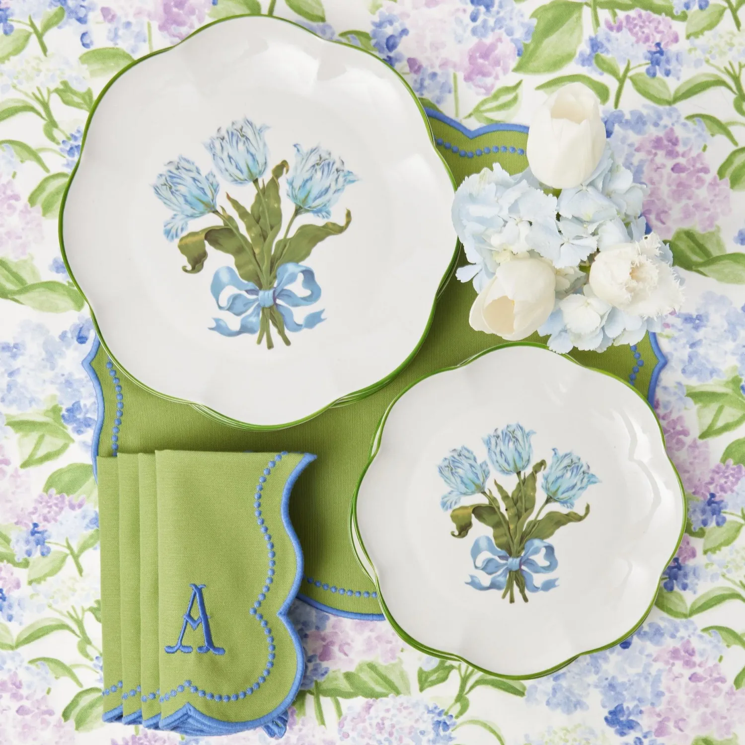 Mrs. Alice Blue Tulip Dinner & Starter Plates (Set of 8)< Summer Crockery | Crockery Sets