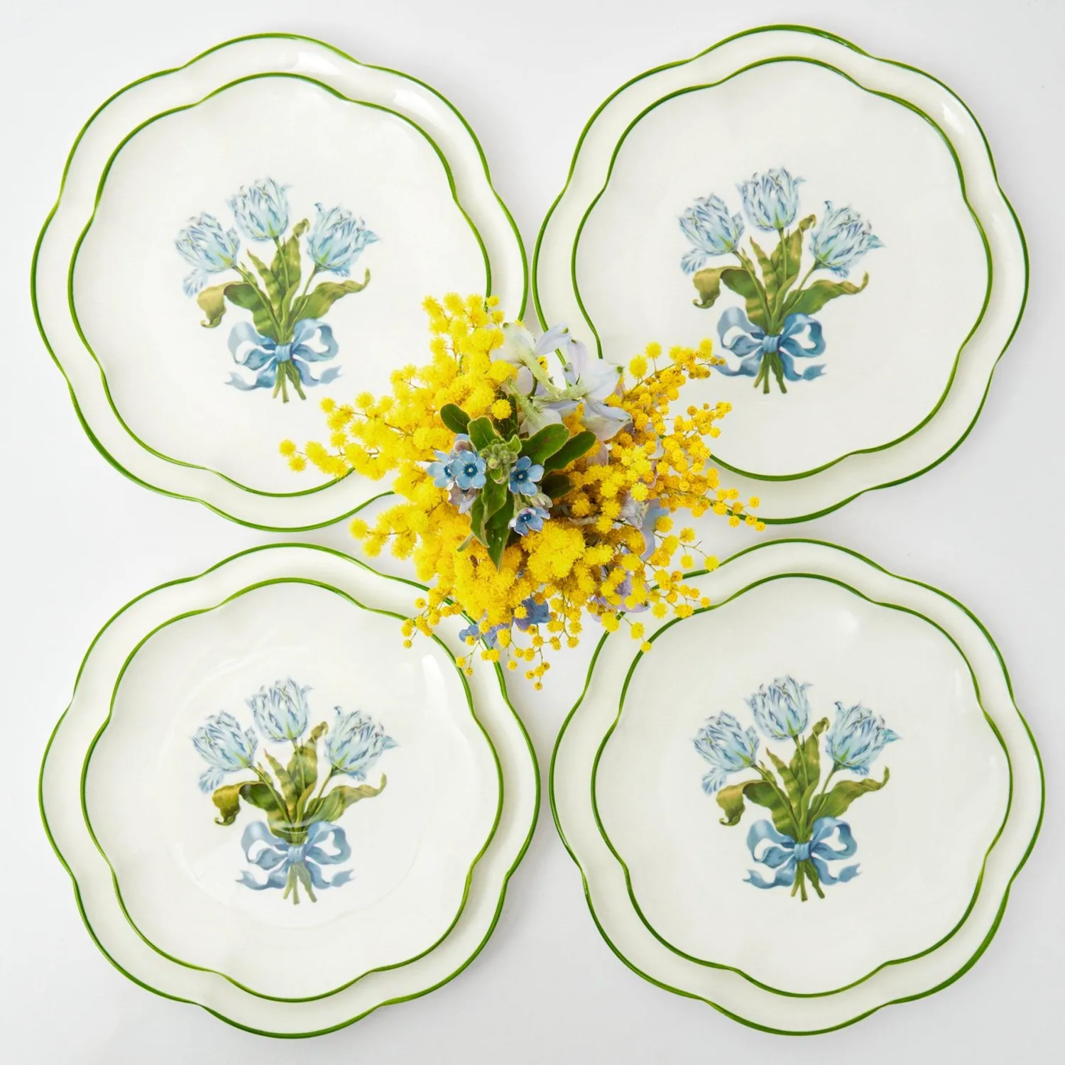 Mrs. Alice Blue Tulip Dinner & Starter Plates (Set of 8)< Summer Crockery | Crockery Sets
