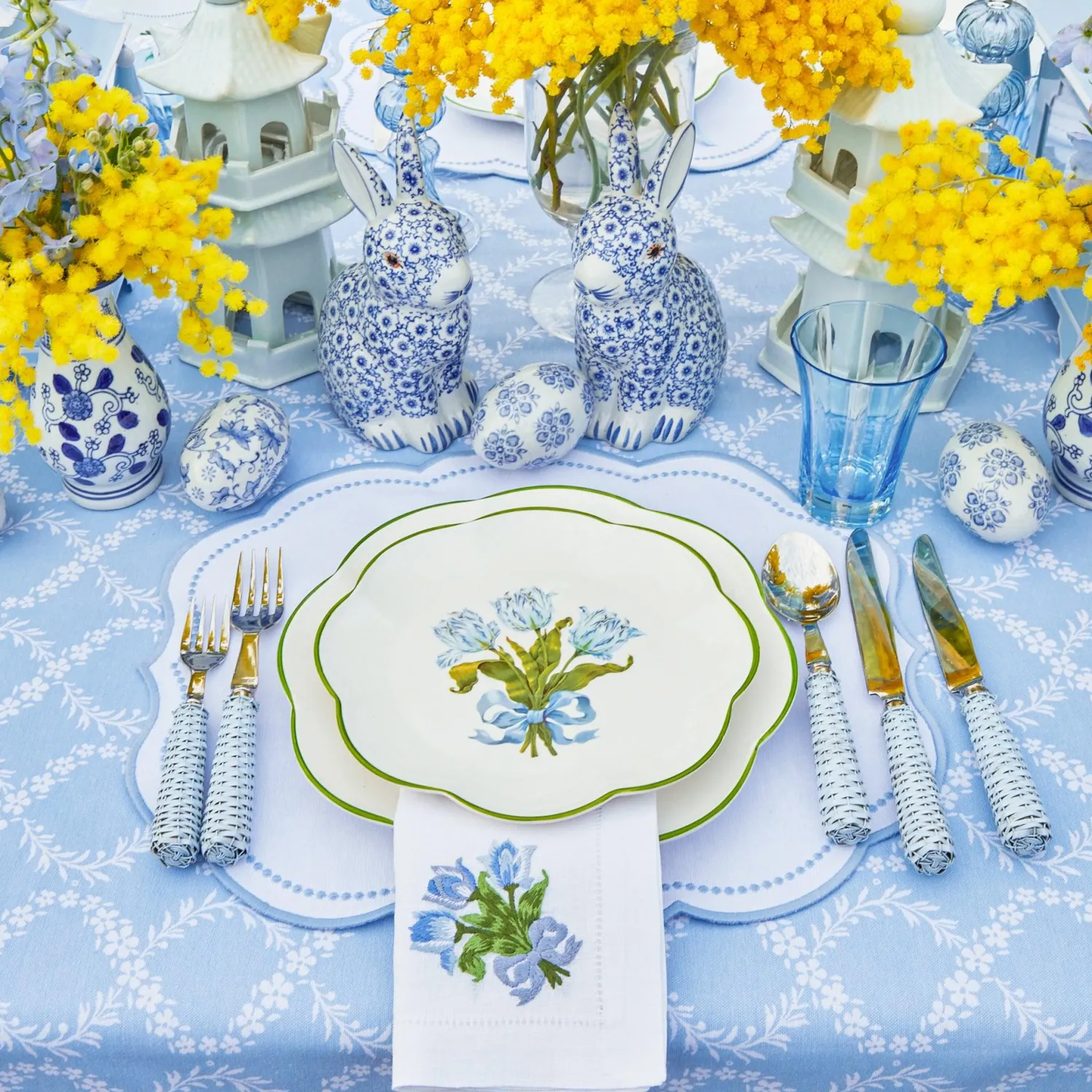 Mrs. Alice Blue Tulip Dinner & Starter Plates (Set of 8)< Summer Crockery | Crockery Sets