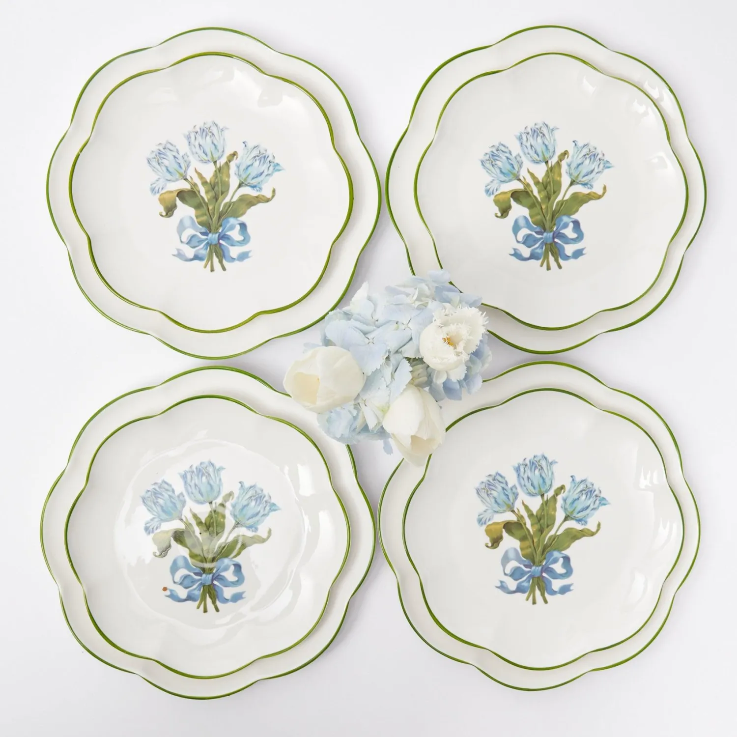 Mrs. Alice Blue Tulip Dinner & Starter Plates (Set of 8)< Summer Crockery | Crockery Sets