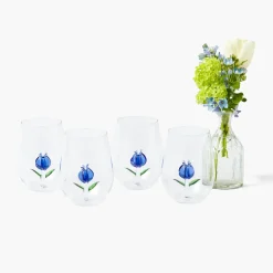 Mrs. Alice Blue Tulip Glasses (Set of 4)< Glasses