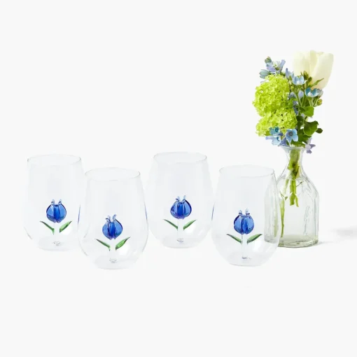 Mrs. Alice Blue Tulip Glasses (Set of 4)< Glasses