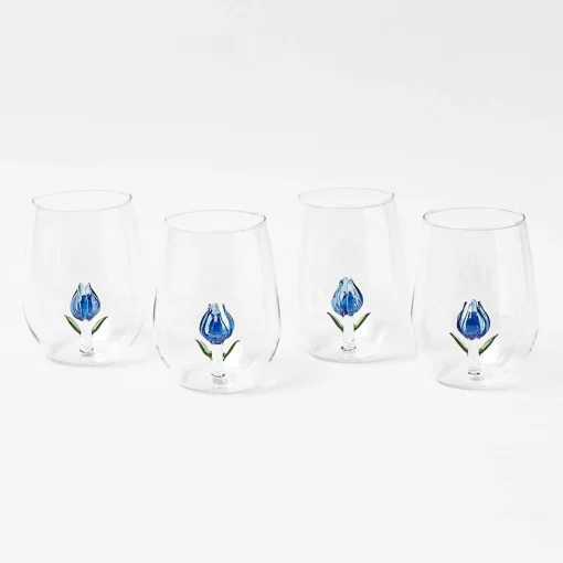 Mrs. Alice Blue Tulip Glasses (Set of 4)< Glasses