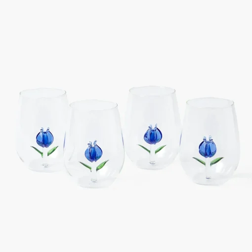 Mrs. Alice Blue Tulip Glasses (Set of 4)< Glasses
