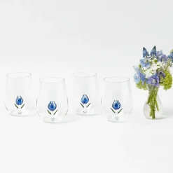 Mrs. Alice Blue Tulip Glasses (Set of 4)< Glasses