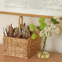 Mrs. Alice Braided Rattan Cutlery Basket< For The Rattan Lover