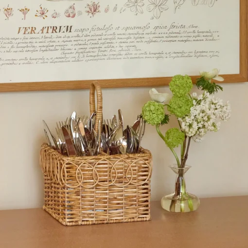 Mrs. Alice Braided Rattan Cutlery Basket< For The Rattan Lover