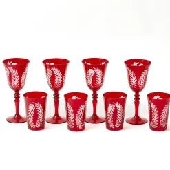 Mrs. Alice Brigitte Red Garland Engraved Glassware (Set of 8)< Glasses | Glassware Sets