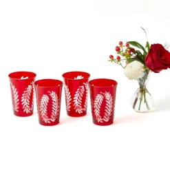 Mrs. Alice Brigitte Red Garland Engraved Water Glass (Set of 4)< Glasses