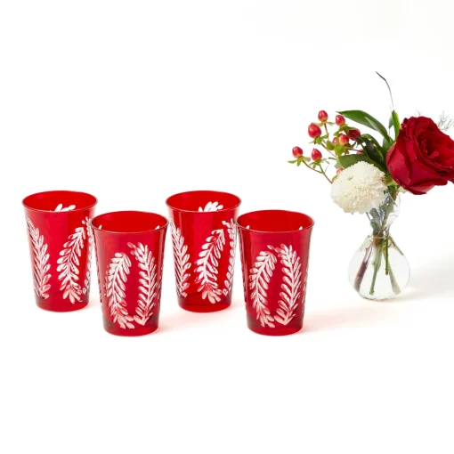 Mrs. Alice Brigitte Red Garland Engraved Water Glass (Set of 4)< Glasses