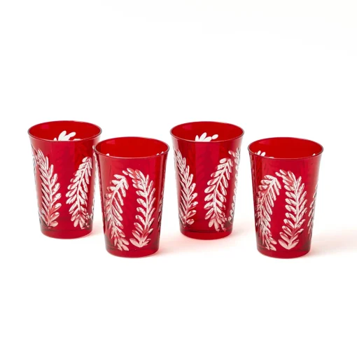 Mrs. Alice Brigitte Red Garland Engraved Water Glass (Set of 4)< Glasses