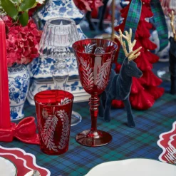Mrs. Alice Brigitte Red Garland Engraved Water Glass (Set of 4)< Glasses