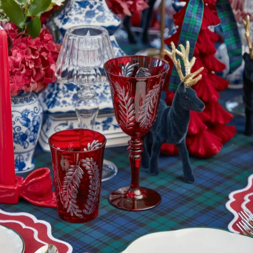 Mrs. Alice Brigitte Red Garland Engraved Water Glass (Set of 4)< Glasses
