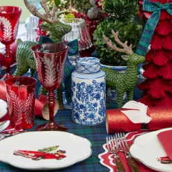 Mrs. Alice Brigitte Red Garland Engraved Wine Glass (Set of 4)< Glasses