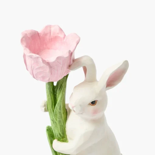 Mrs. Alice Bunny with Pink Tulip (Pair)< Spring Decorations