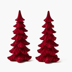 Mrs. Alice Burgundy Flocked Fir Tree (Pair)< Christmas Decorations