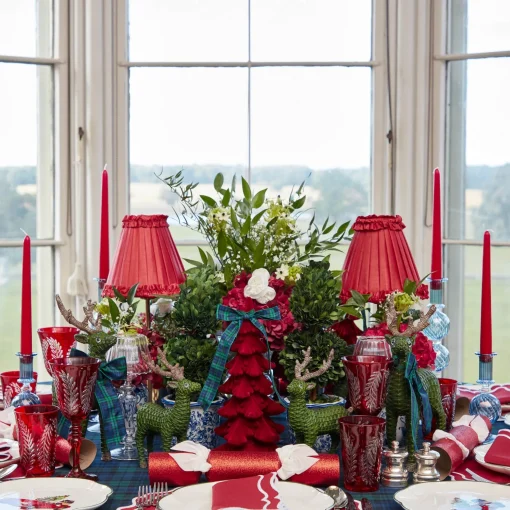 Mrs. Alice Burgundy Flocked Fir Tree (Pair)< Christmas Decorations