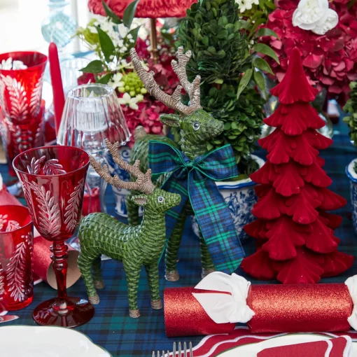 Mrs. Alice Burgundy Flocked Fir Tree (Pair)< Christmas Decorations