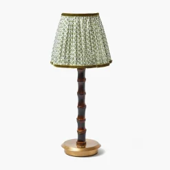 Mrs. Alice Burnt Bamboo Rechargeable Lamp with Olive Lotus Shade (18cm)< Rechargeable Table Lamps