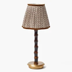 Mrs. Alice Burnt Bamboo Rechargeable Lamp with Chocolate Lotus Shade (18cm)< Rechargeable Table Lamps